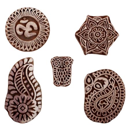 Set of 5 Piece New Mix Wooden Printing Blocks